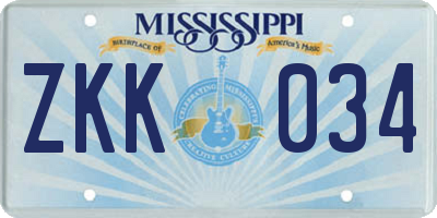 MS license plate ZKK034