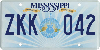 MS license plate ZKK042
