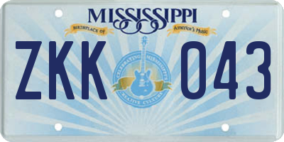 MS license plate ZKK043