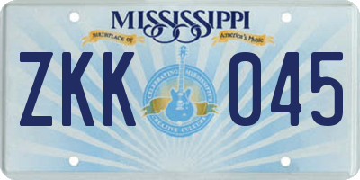 MS license plate ZKK045
