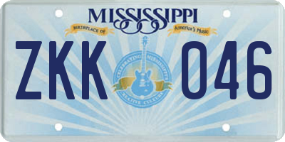 MS license plate ZKK046