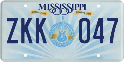 MS license plate ZKK047