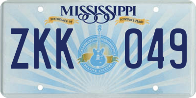 MS license plate ZKK049