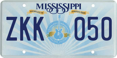 MS license plate ZKK050