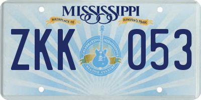 MS license plate ZKK053