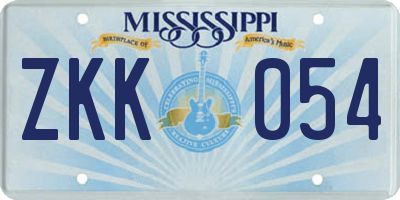 MS license plate ZKK054