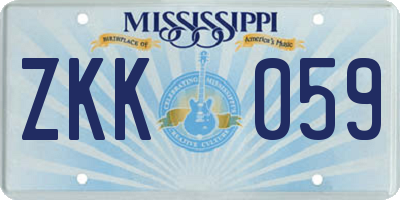 MS license plate ZKK059