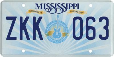 MS license plate ZKK063