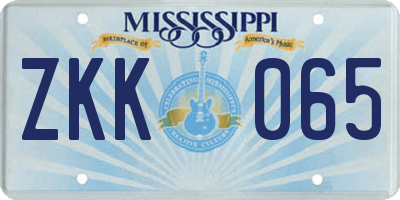 MS license plate ZKK065