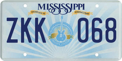 MS license plate ZKK068