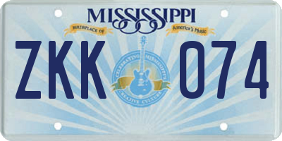 MS license plate ZKK074