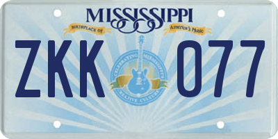 MS license plate ZKK077