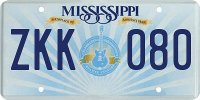 MS license plate ZKK080