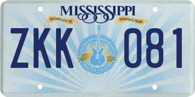 MS license plate ZKK081