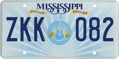 MS license plate ZKK082
