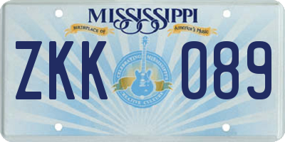 MS license plate ZKK089
