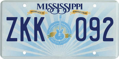 MS license plate ZKK092