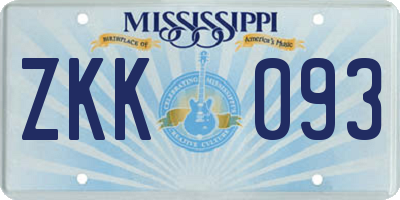 MS license plate ZKK093