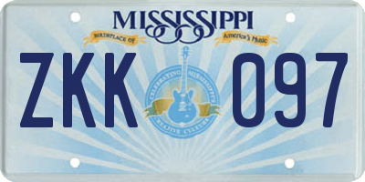 MS license plate ZKK097