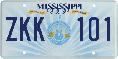 MS license plate ZKK101