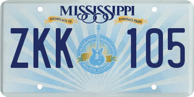 MS license plate ZKK105