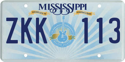 MS license plate ZKK113