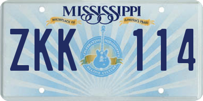 MS license plate ZKK114