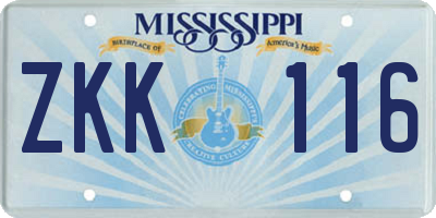 MS license plate ZKK116
