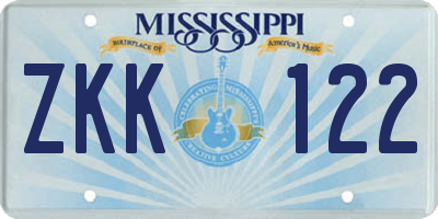 MS license plate ZKK122