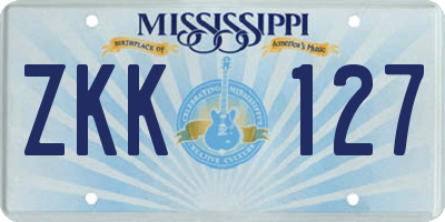 MS license plate ZKK127