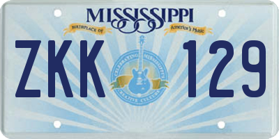MS license plate ZKK129