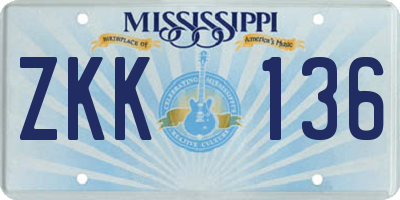 MS license plate ZKK136