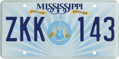 MS license plate ZKK143