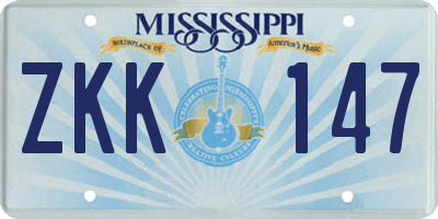 MS license plate ZKK147