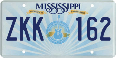 MS license plate ZKK162