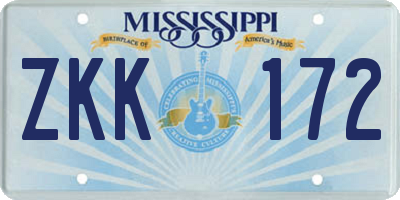 MS license plate ZKK172