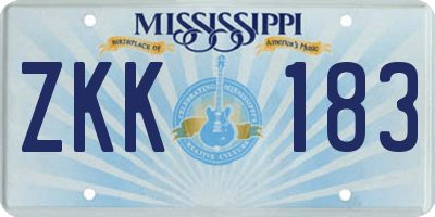 MS license plate ZKK183