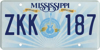 MS license plate ZKK187
