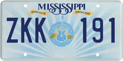 MS license plate ZKK191