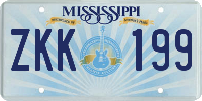 MS license plate ZKK199