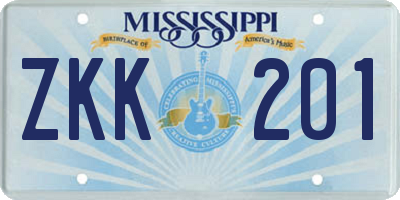 MS license plate ZKK201