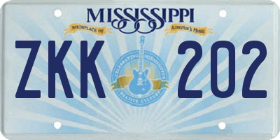 MS license plate ZKK202