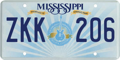 MS license plate ZKK206