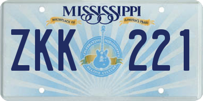 MS license plate ZKK221