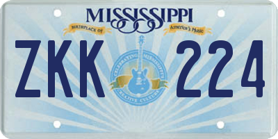 MS license plate ZKK224