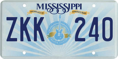 MS license plate ZKK240
