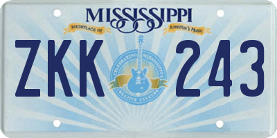 MS license plate ZKK243