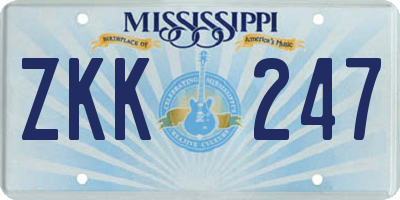 MS license plate ZKK247