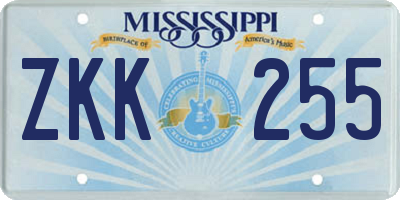 MS license plate ZKK255