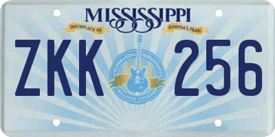 MS license plate ZKK256